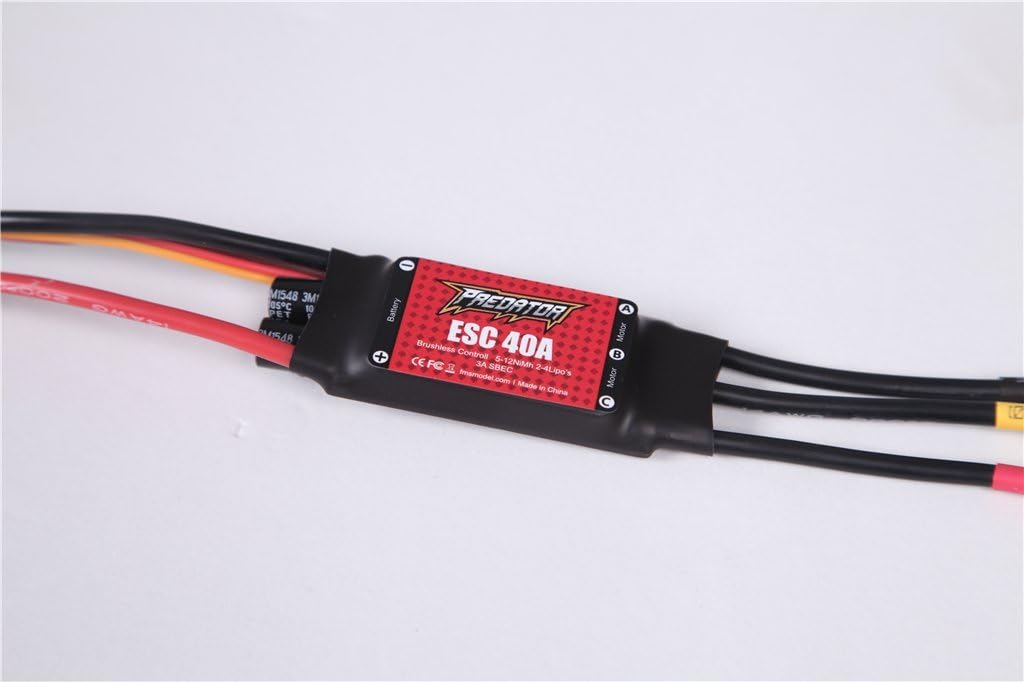 Predator ESC 40A with 3A SEBC Brushless Speed Controller for RC Airplane (XT60 Plug, 230mm CaCble, Support 4S Battery)
