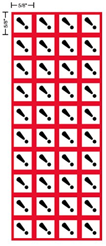 GHS Irritant, Exclamation, Pictogram, 5/8 inch, .625 inch Sides, Decal, Label, kit OSHA Compliant, Vinyl Sticker, Sheet, 40 of The Decals per Sheet