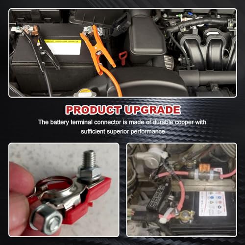 image for HEVLE 2PCS Battery Terminal Connector, Positive & Negative Auto Batter