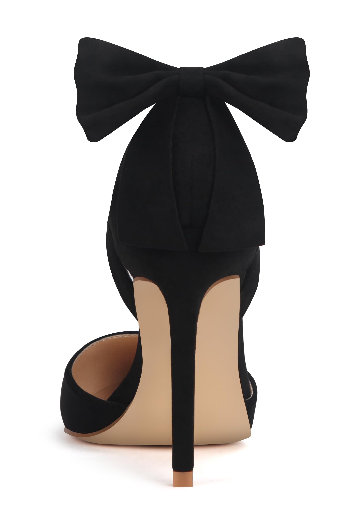 Carcuume Women's Closed Toe Heels Bow Stiletto Heel Sandals Pointed Toe Pumps Wedding Shoes: 10 Black