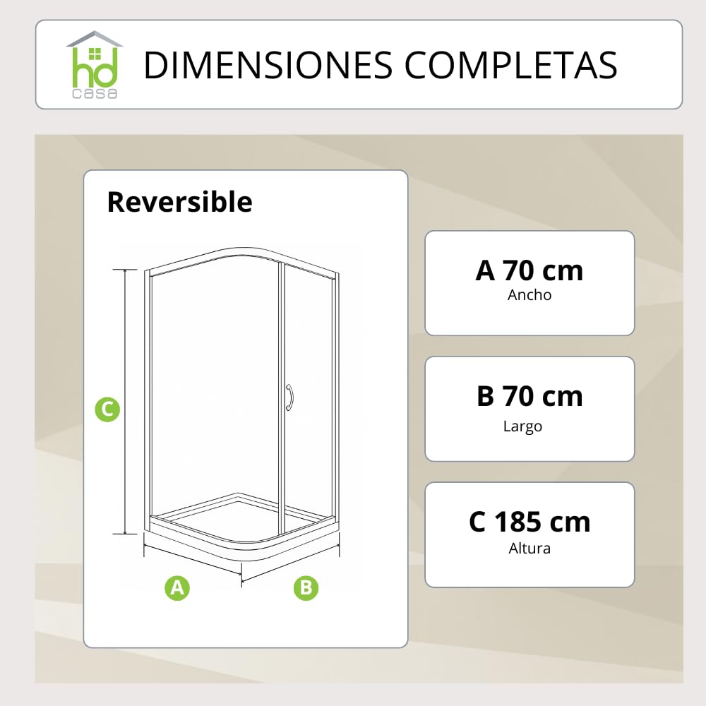 HD CASA Box Doccia a Soffietto in PVC Modello Paola, Anta Unica Reversibile Riducibile, Apertura Laterale con Profili Bianchi, Cabina Doccia Angolare Salvaspazio Made in Italy 70x70 x185h cm