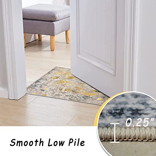 vivorug Runner Rug 2'x7' Machine Washable Non-Slip Runners for Hallways Kitchen Entryway Laundry Room Modern Abstract Carpet Hallway Runner Grey/Mustard