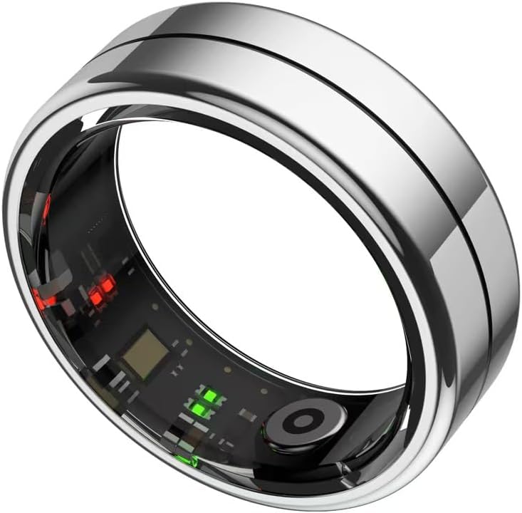 Smart Ring with Exclusive APP（no Subscription fee） & Bluetooth 5.1, Magnetic Charging 18mAh Battery, 24/7 Fitness & Health Monitor (Heart Rate, Blood Oxygen, Sleep Tracking) (Silver, 9#)