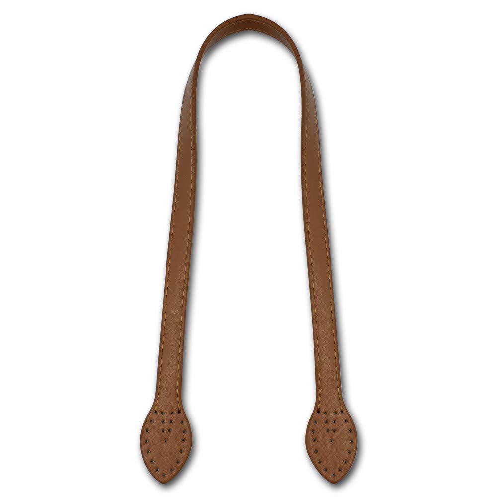 POFET 60cm Solid PU Leather Tote Bag Belt Strap Handbag Handle for Making Purses, Sew-on Replacement (2 Pieces) - Camel