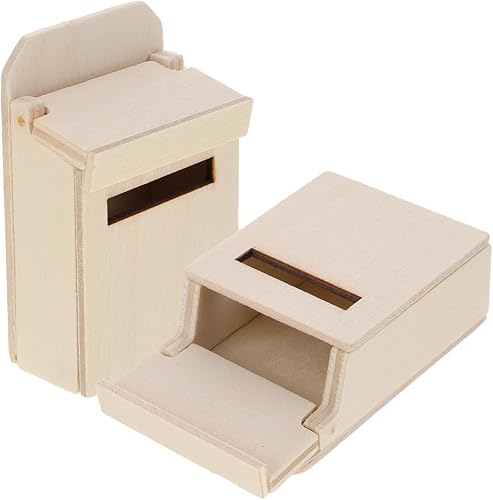 Mini buzón – 6 piezas de madera casa de muñecas accesorios para casa de muñecas DIY micro paisaje decoración cosas mini buzón de madera muebles en