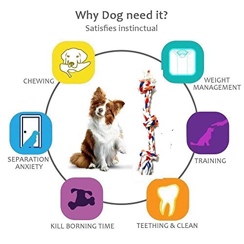 Image of Madhabi 2-Knot Rope Dog Toy - Durable Cotton Chew Rope for Puppies and Dogs | Interactive Tug and Fetch Toy for Training, Dental Health, and Playtime Indoors or Outdoors