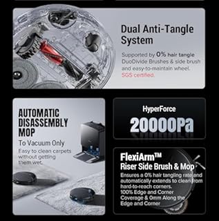 Roborock Saros 10R Robot aspirateur et serpillère, Puissance d'aspiration de 22 000 Pa, Design Non Pelucheux, Nettoyage des Coins et des Bords, dépoussiérage Automatique et séchage à l'air Chaud