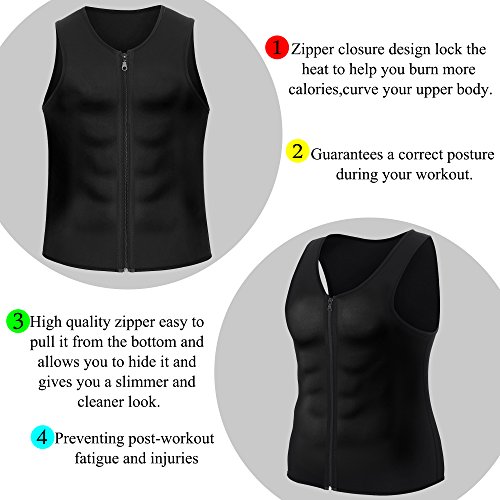Eleady Men's Sauna Sweat Vest Weight Loss Waist Trainer (Black Sauna Tank Top Men, L)