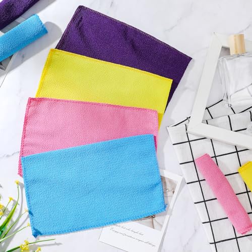 Image of Tatuo 12 Pack Korean Exfoliating Mitts, Italy Towel,9.5 x 5.7 in,Bright | Body Washcloth, Remove Dead Skin, Viscose Rayon Scrubber for Home Spa, for Keratosis Pilaris, Reusable Full Body Use