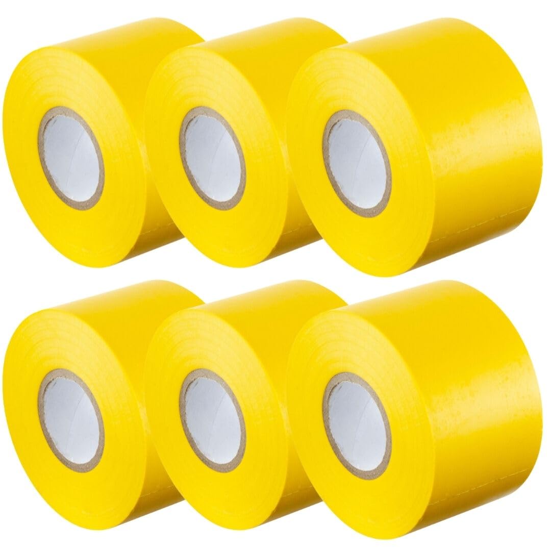 Gocableties Yellow Wide Electrical Tape, 50mm x 33m, 2" Strong Self-Adhesive PVC Insulation Tape for Insulating, Repairing and Protecting Electrical Wires, 6 Rolls