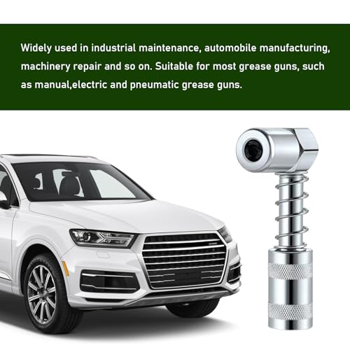 Image of Pack-2 Car 90 Degree 1 /8 NPT Grease Nozzle, Grease Coupler Adapter with Sleeve, Non-Slip 3 Claw Coupler Grease Fitting Tool, Universal for Cars Grease Gun Lubrication Accessories (Silver)