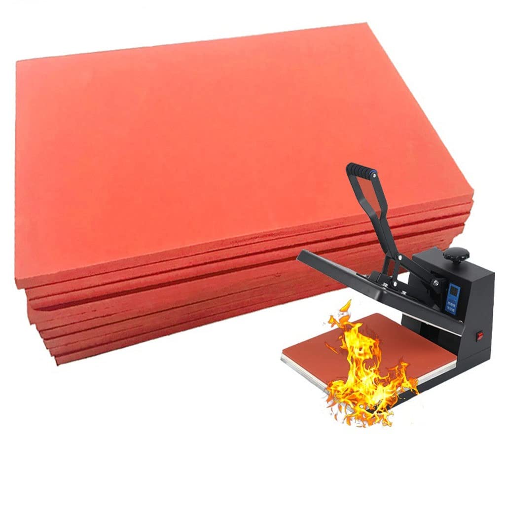 8mm 10mm Thick Pressing Mat Laminating Machine Silicone Pad, Red Soft Sponge Foam Board High Temperature Resistant Pad, 1pcs(380 * 380 * 8mm 2pcs)