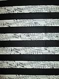 Fat Quarter (18 x 22) Piano Keyboard Stripes Music Notes Black Cotton Fabric FQ