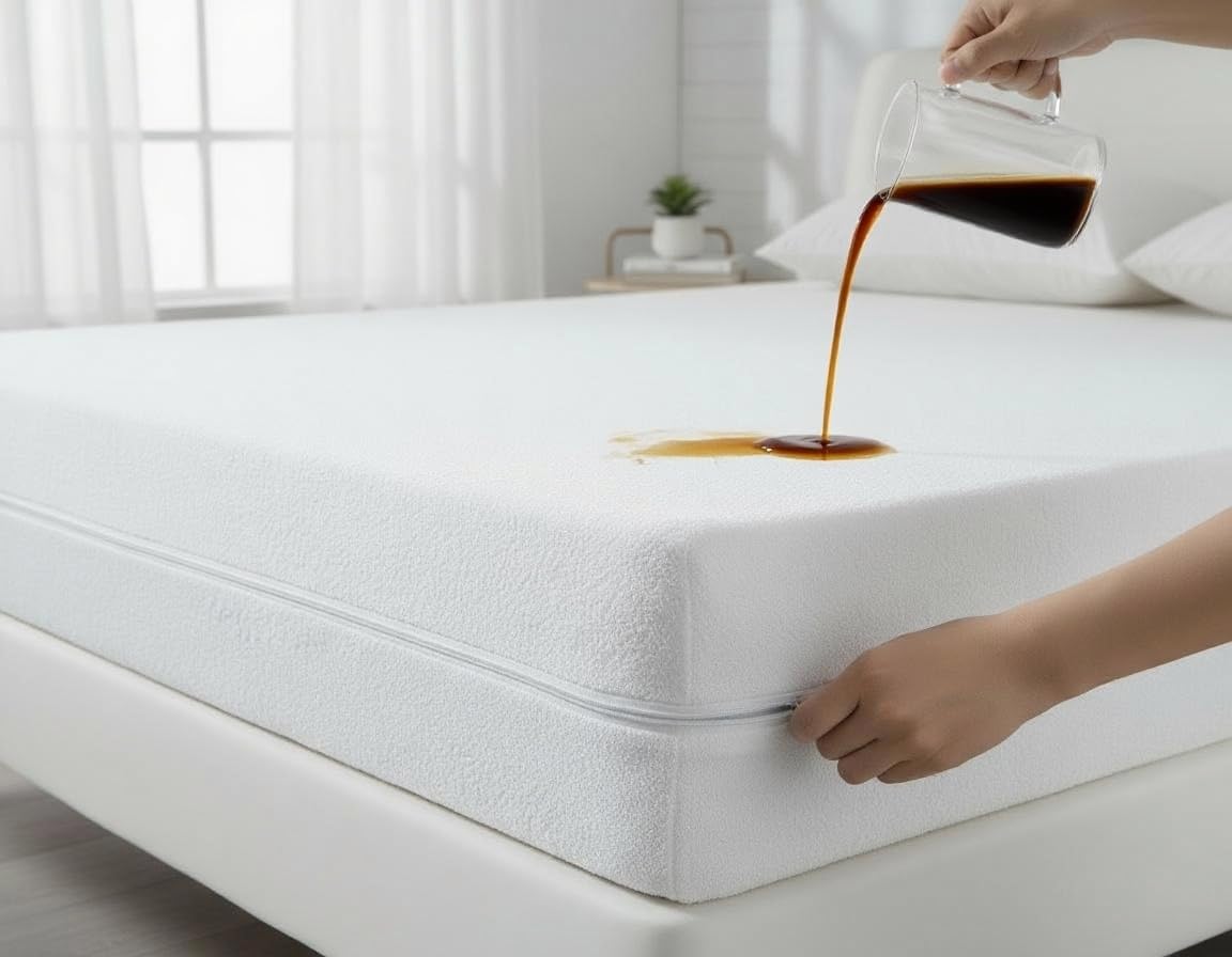 Coprimaterasso impermeabile con cerniera, ipoallergenico, extra profondo, con cerniera a 360°, lavabile in lavatrice e facile da pulire (bianco, 1,2 m)