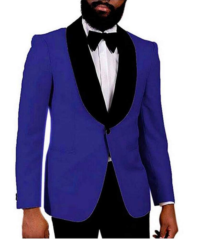 Hombres Slim Fit un botón pico solapa traje de negocios traje de boda novio, azul real, 36