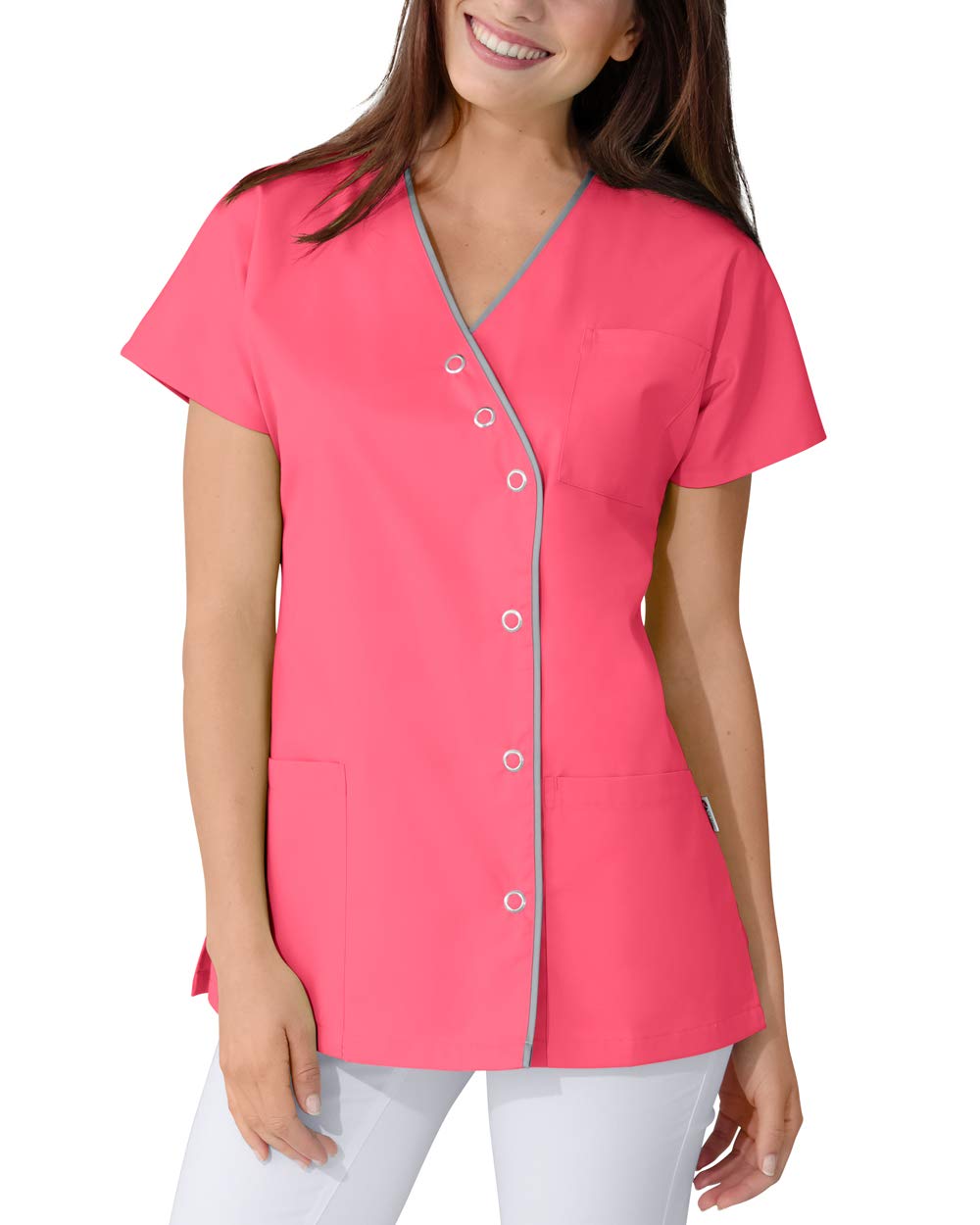 CLINIC DRESS Kasack für Damen Fledermausarm V-Ausschnitt Brusttasche 50% Baumwolle 60°