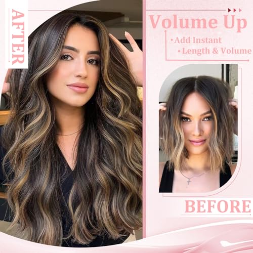 Mesariel HAIR EXTENSIONS Real Human Hair, Remy Human Hair Clip In Extensions Double Weft Seamless Clip Ins Hair Extension thumb #1