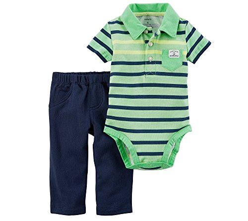 Ensemble 2 pièces Carter's bébé garçon avec body rayé néon et pantalon pour nouveau-né