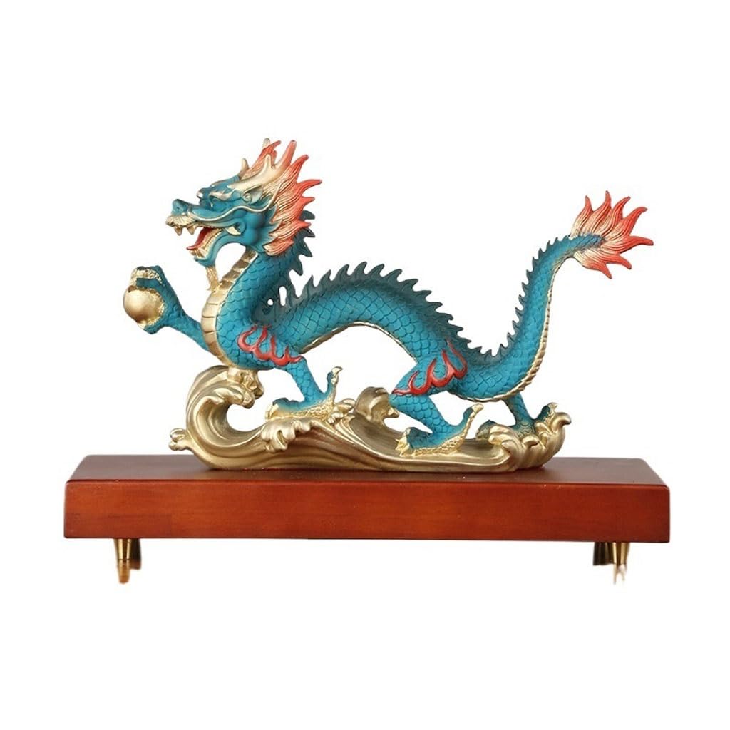 CHICKEN Bronze Living Room Ornaments Brass Dragon Ornaments Home Living Room Porch Handmade Copper Study Office Crafts Ornaments to Attract Wealth(B)