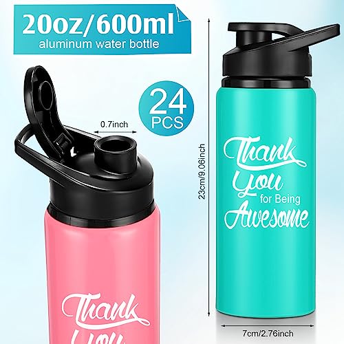 Tanlade 24 Pack Staff Employee Appreciation Gifts 20oz Aluminum Water Bottle Bulk Housekeeper Appreciation Thank You for Being Awesome Bottle with Snap Lid Thank You Gift for Coworker(Multicolor) - Image 4