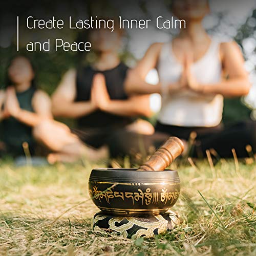 Tibetan Singing Bowl Set ~ For Meditation, Chakra Healing, Yoga, With Silk Cushion, Wooden Mallet and Carrying Case ~ Sound Therapy ~ Antique Design ~ Handmade in Nepal ~ Home Decor, Gift ~ Wish Well - Image 6