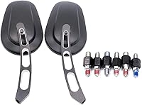 Vista 3 de Espejos de motocicleta negro ovalado retrovisor universal 0.315 in 0.394 in espejo lateral para Honada Suzuki Cruiser Chopper Yamaha Kawasak