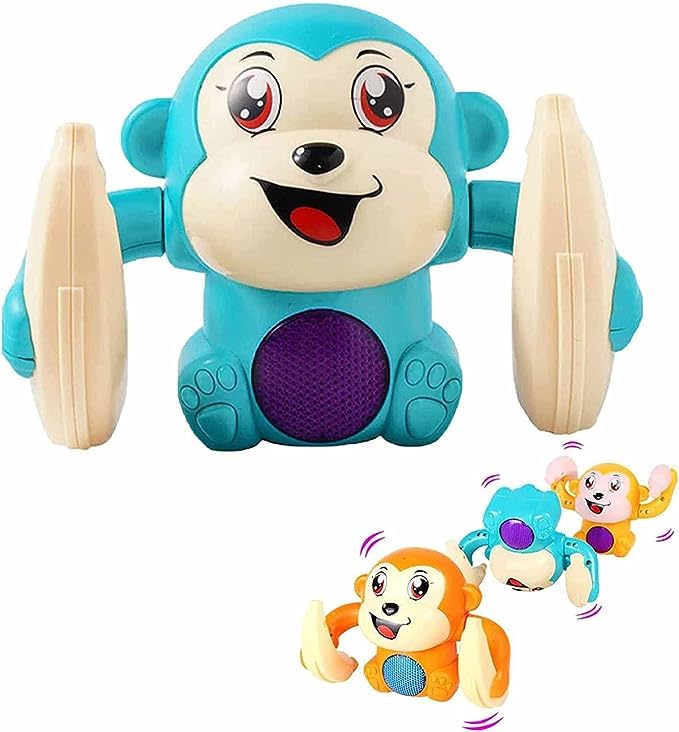 AS TOYS Rolling Monkey with 360° Flip -Sound Control Musical Funny Toy for Babies & Kids. Light Up Rolling Toy, Happy Cute Little Monkey Gift Toy for Boys & Girls.(Pack of 1 Pc).