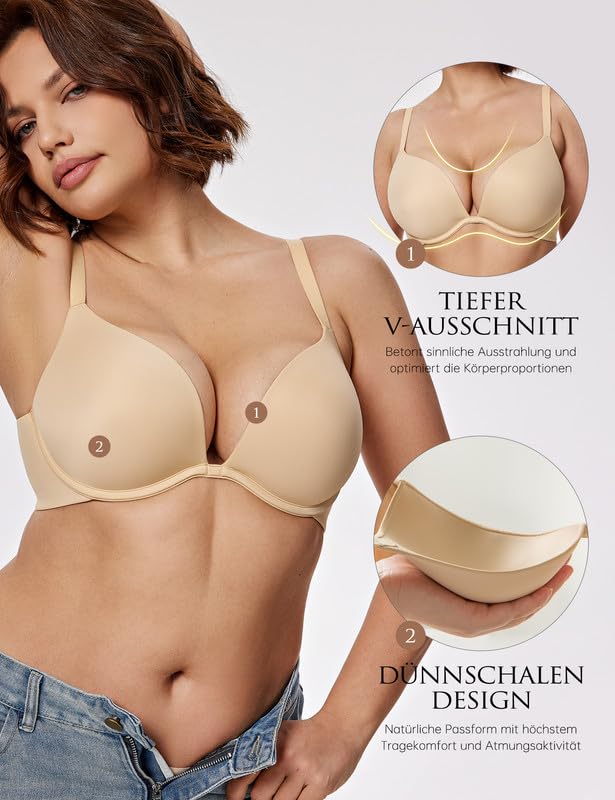 Wingslove Sujetador Super Push Up para Mujer con Aros Maximizador Extremadamente Acolchado para Senos pequeños