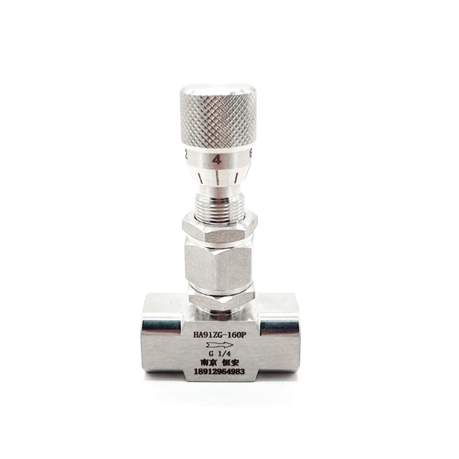Válvula de aguja de alta precisión BSPP hembra de acero inoxidable 316L de 1/4 pulgadas (1/10.2 cm)