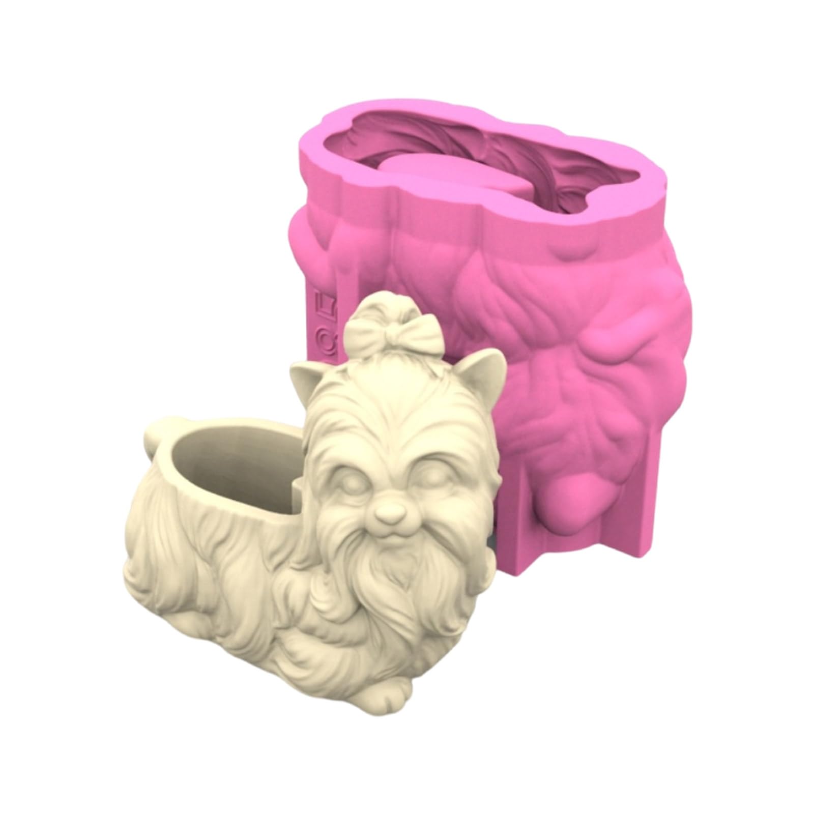 Moule silicone pot de fleurs chien démoulage facile pour résine et béton