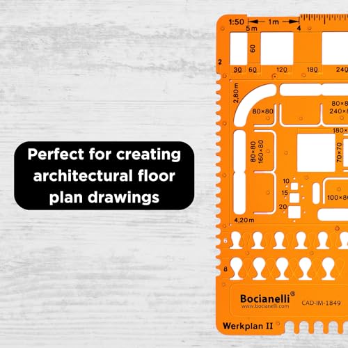 Bocianelli Sanitär-Zeichenschablone 1:20 - Präzisionswerkzeug Für Architekten