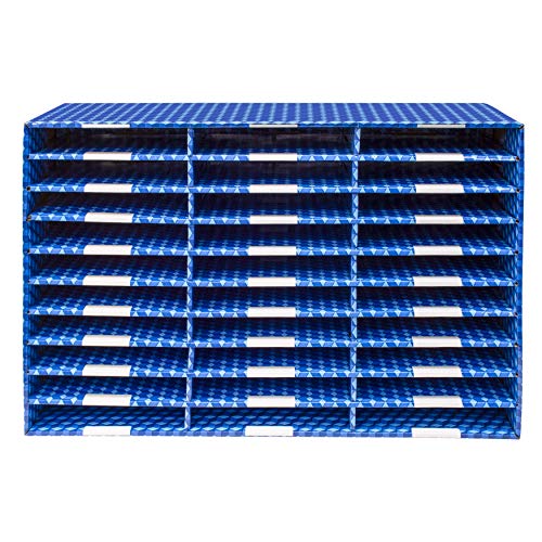 Storex Corrugated Mailroom Sorter, 30 Compartments, Blue (80303U01C)