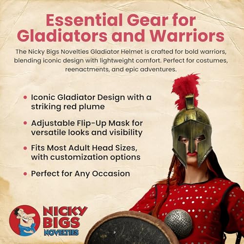 Nicky Bigs Novelties Medieval Knight Greek Spartan Helmet Costume Gold Gladiator Warrior Roman Helmets With Folding Face Mask