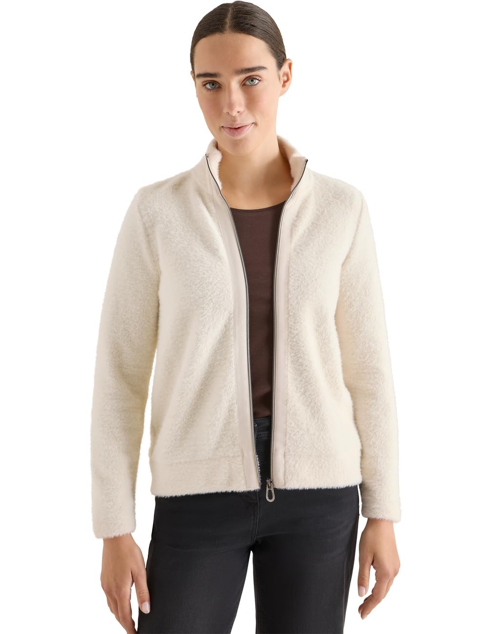 Cecil Women's Feather Yarn Jacket, Light Greige, L