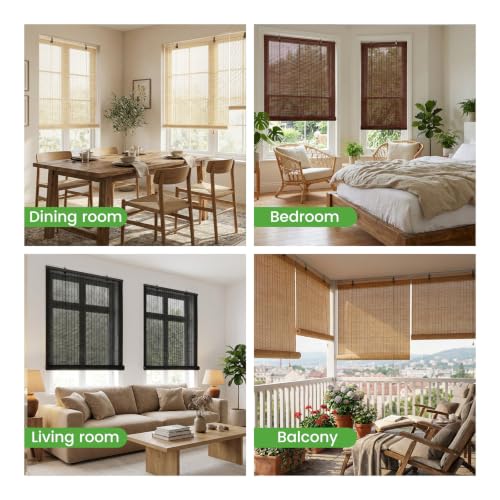 Image of BAYUE Bamboo Blinds, Roll Up Window Shades with Light Filtering for Home