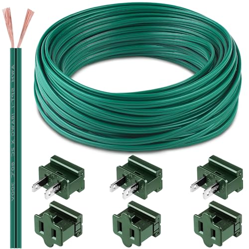 Fil électrique de Noël SPT-1 vert 18 AWG avec prises vampire mâle femelle éclairage extérieur