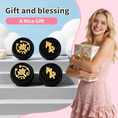 Image of PERFECTSIGHT Cute Thumb Grip Caps for Switch 2, PS5 PS4 Xbox Series X /S Xbox One Switch PRO Controller Steam Deck, 4PCS Soft Rubber 3D Thumbsticks Button Joystick Cover, Black Z Eyes