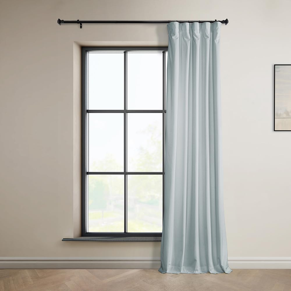 HPD Half Price Drapes Heritage Peluş Kadife Perde, Yatak Odası ve Oturma Odası için Karartma Perdesi, 50x96 cm, Aquarius Mavisi (1 Panel)