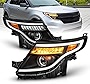 AmeriLite for 2011-2015 Ford Explorer LED Tube Signal Projector Black Replacement Headlight Pair - Driver and Passenger Side