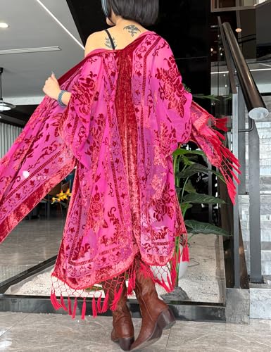 Image of MJ SERECA Women's Casual Long Velvet Kimono