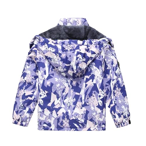 Image of Keevoom Girl's Waterproof Ski Jacket Fleece Snow Coat Windproof Warm Winter Snowboarding Jacket with Removable Hood