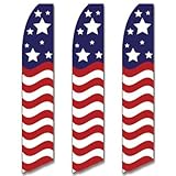 3 (three) Pack Tall Swooper Flags USA America American Stars Stripe Wave