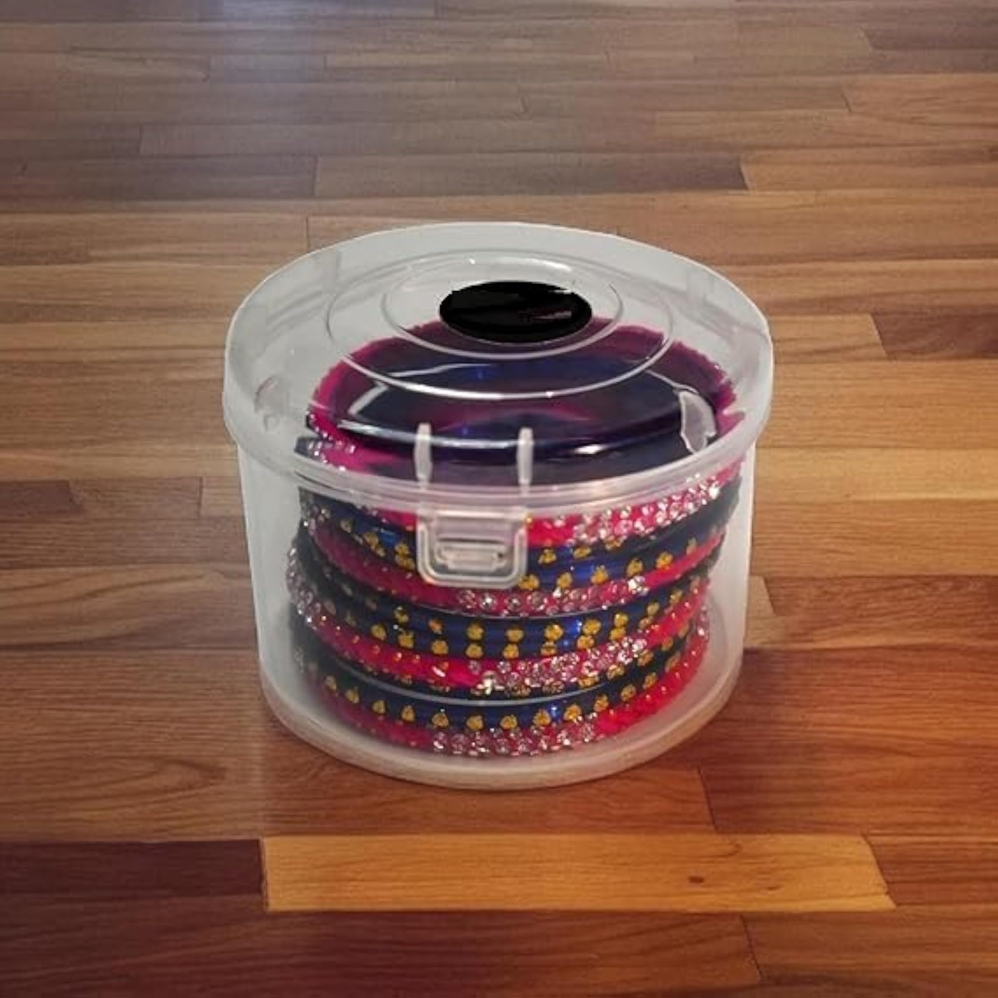 Round Transparent Multipurpose Plastic Bangle Box
