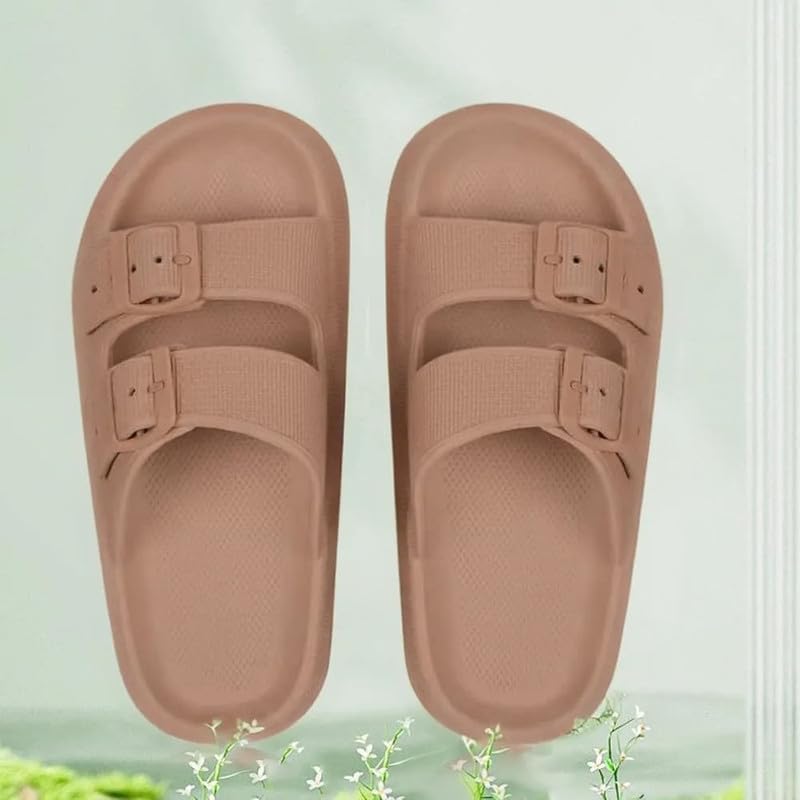 Image of Women Adjustable Open Toe Slide Sandals Classic Ultra Soft EVA Footbed Summer Designed to Fit Flat Buckle Sliders for Women & Girls