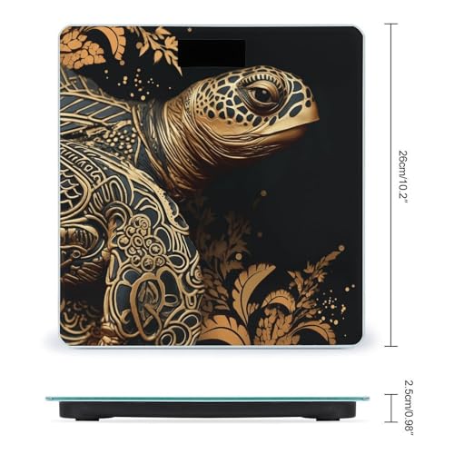 Báscula Digital Baño con Diseño Tortuga Negra y Dorada miniatura 2