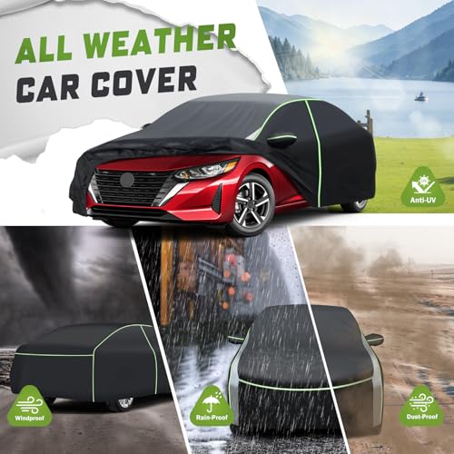 Image of Mixsuper Liner Car Cover for Nissan Sentra 2000-2026, 7 Layers Waterproof Car Cover Accessories for Sentra with Zipper Door, Windproof Straps, Reflective Strips, Anti-UV, All Weather