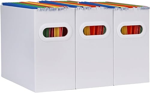 Vista 71 de Organizador de carpetas de archivos colgantes de cartón, caja de archivos plegable para tamaño carta, almacenamiento portátil de archivos