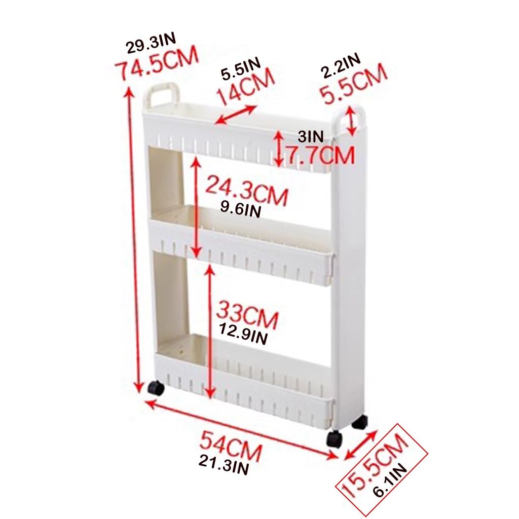 Slim le Sto Cart - Estante pequeño para baño y cocina de 3 niveles para hogar, oficina y baño (color: 15,5 cm)