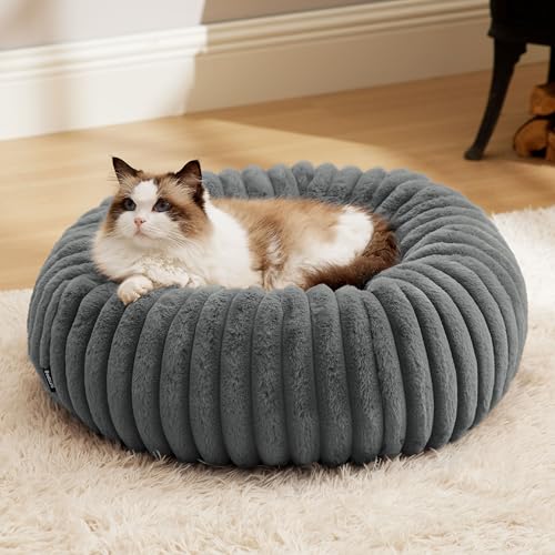 Bedsure ComfyFleece™ Donut Dog Bed (XS, Warm Grey)