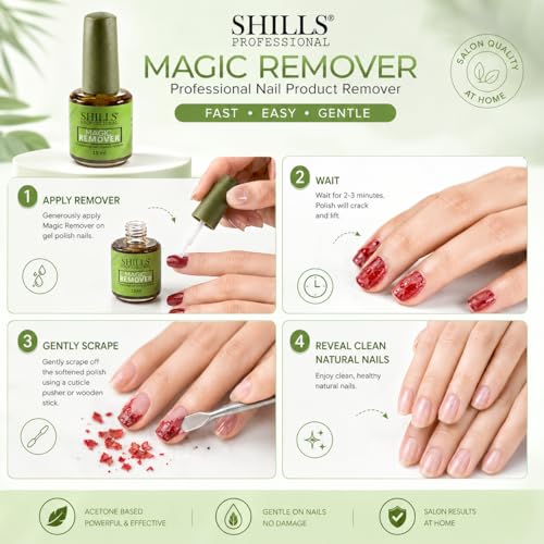 Image of Shills Professional Magic Burst Polish Remover Gel - Soak Off UV Nail Cleaner, Zero Damage Gel Polish Remover